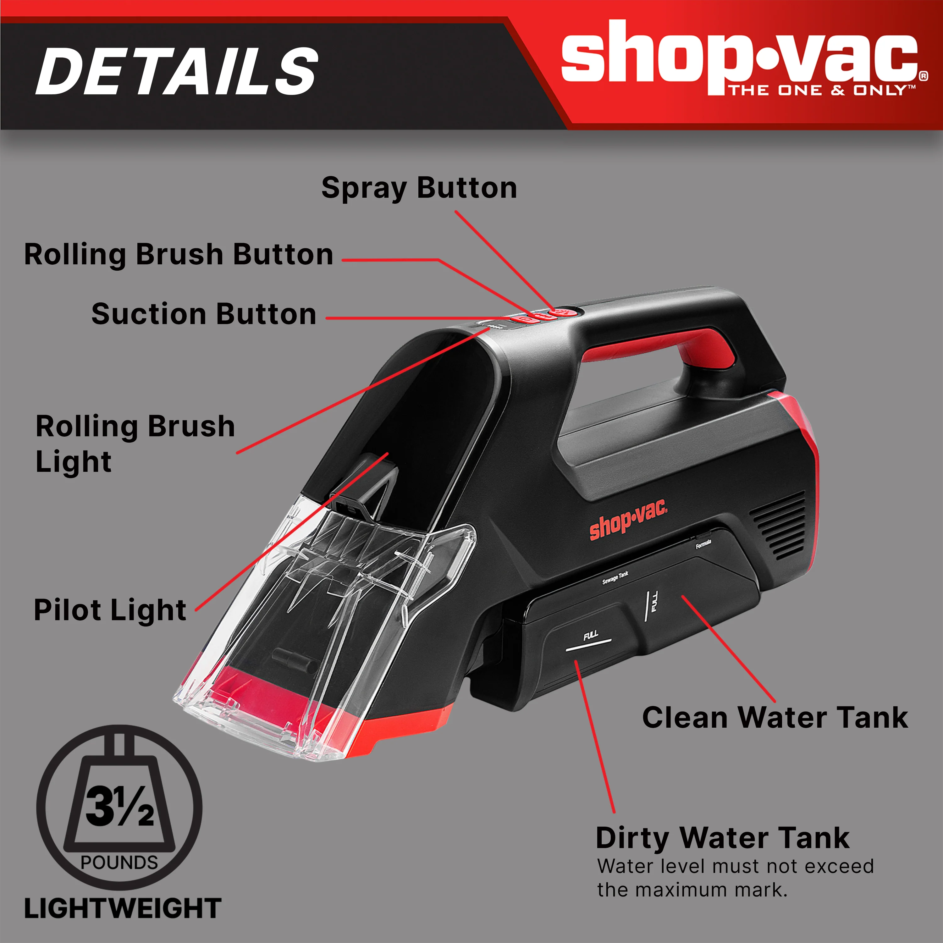 Shop-Vac® 3-in-1 Cordless Spot Cleaner 4 Shop-Vac® 3-in-1 Cordless Spot Cleaner