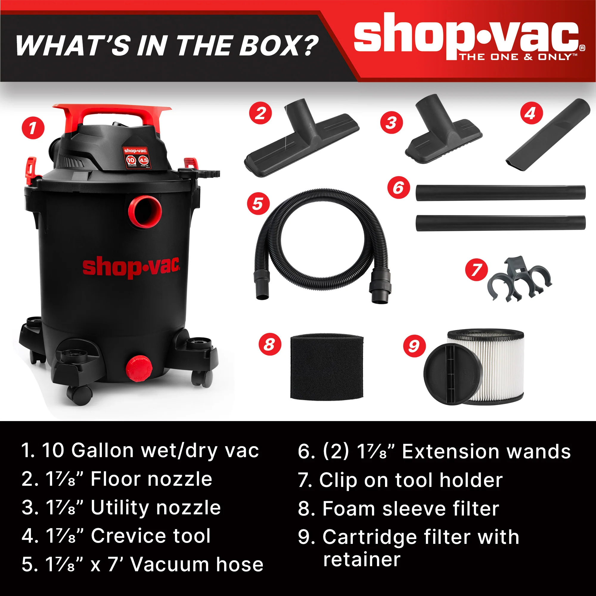 Shop-Vac® 10 Gallon 4.5 Peak HP Wet/Dry Vacuum 4 Shop-Vac® 10 Gallon 4.5 Peak HP Wet/Dry Vacuum
