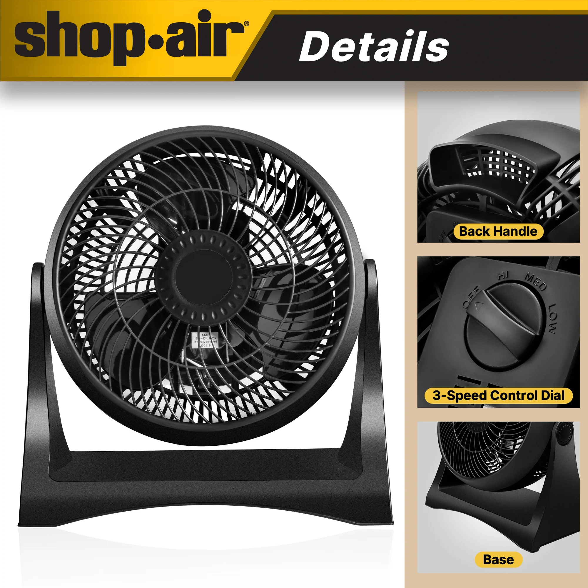 Shop-Air® 8" Wall-Mounted Desk Fan
