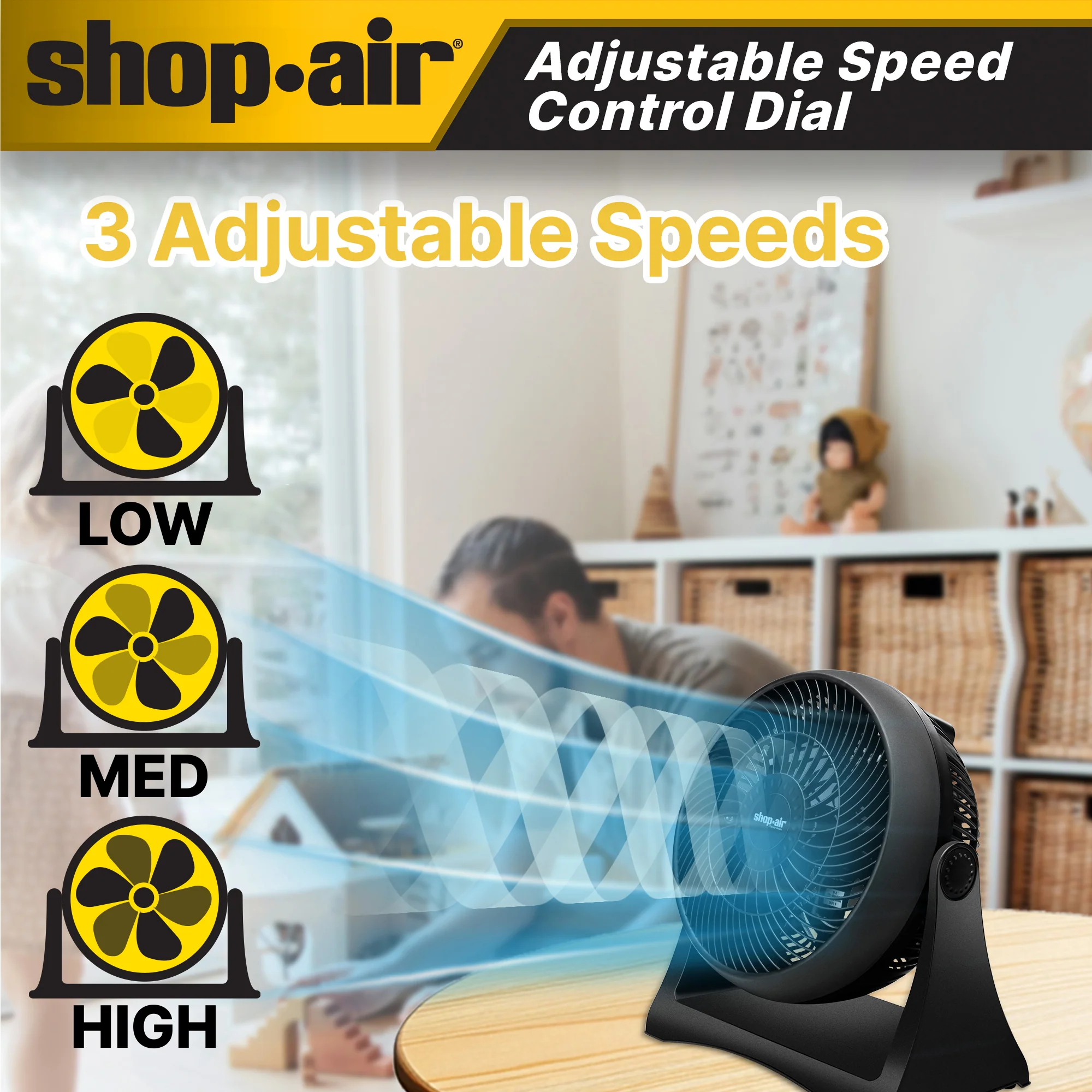 Shop-Air® 8" Wall-Mounted Desk Fan