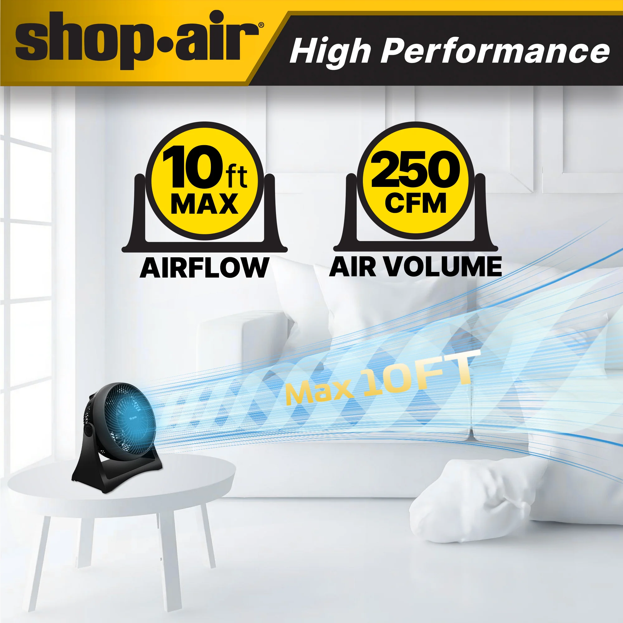 Shop-Air® 8" Wall-Mounted Desk Fan