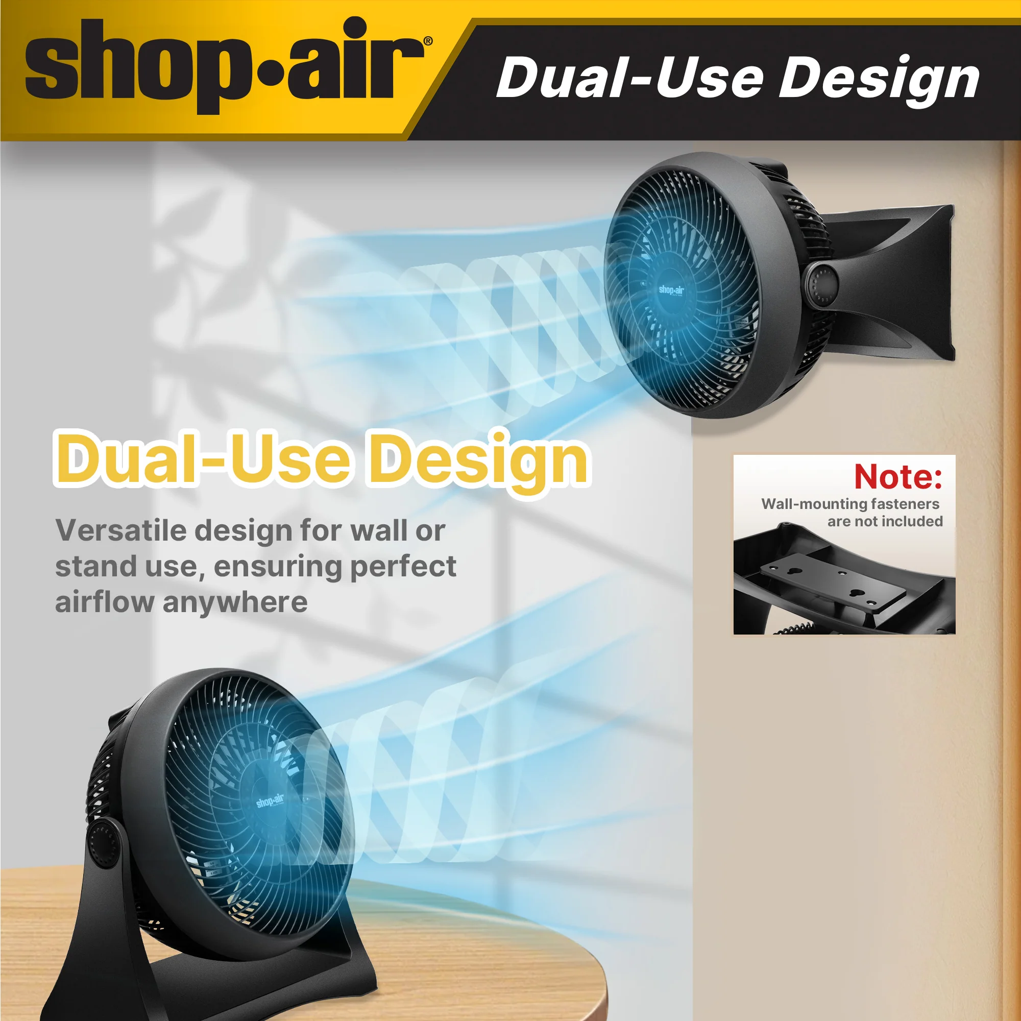 Shop-Air® 8" Wall-Mounted Desk Fan